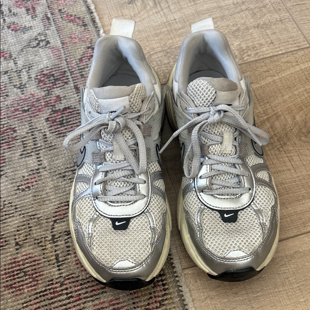 Nike Silver and White Athletic Sneakers